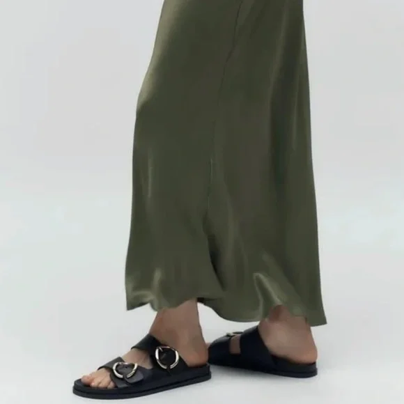 Zara Buckled Flat Leather Black Sandals Woman’s Size 9 - Picture 7 of 10